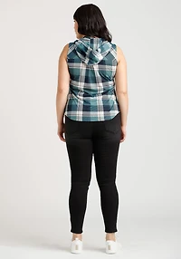 Women's Sleeveless Plaid Hoodie