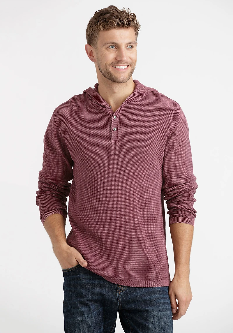 Men's Hooded Waffle Henley