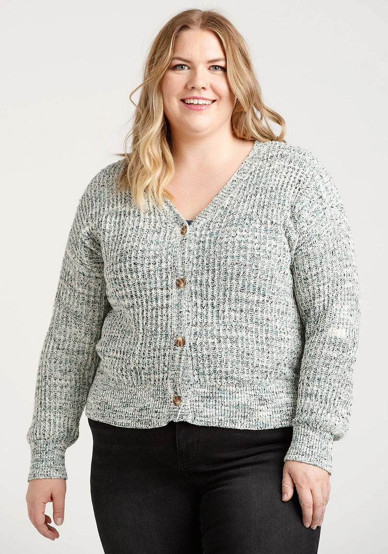 Women's Melange Button Up Cardigan