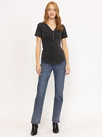 Women's Washed Rib Henley Tee
