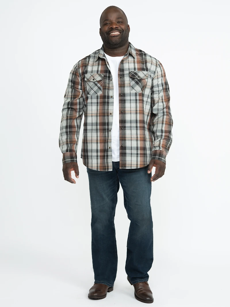 Men's Roll Sleeve Plaid Shirt