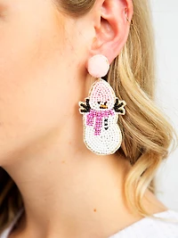 Women's Snowman Beaded Earrings