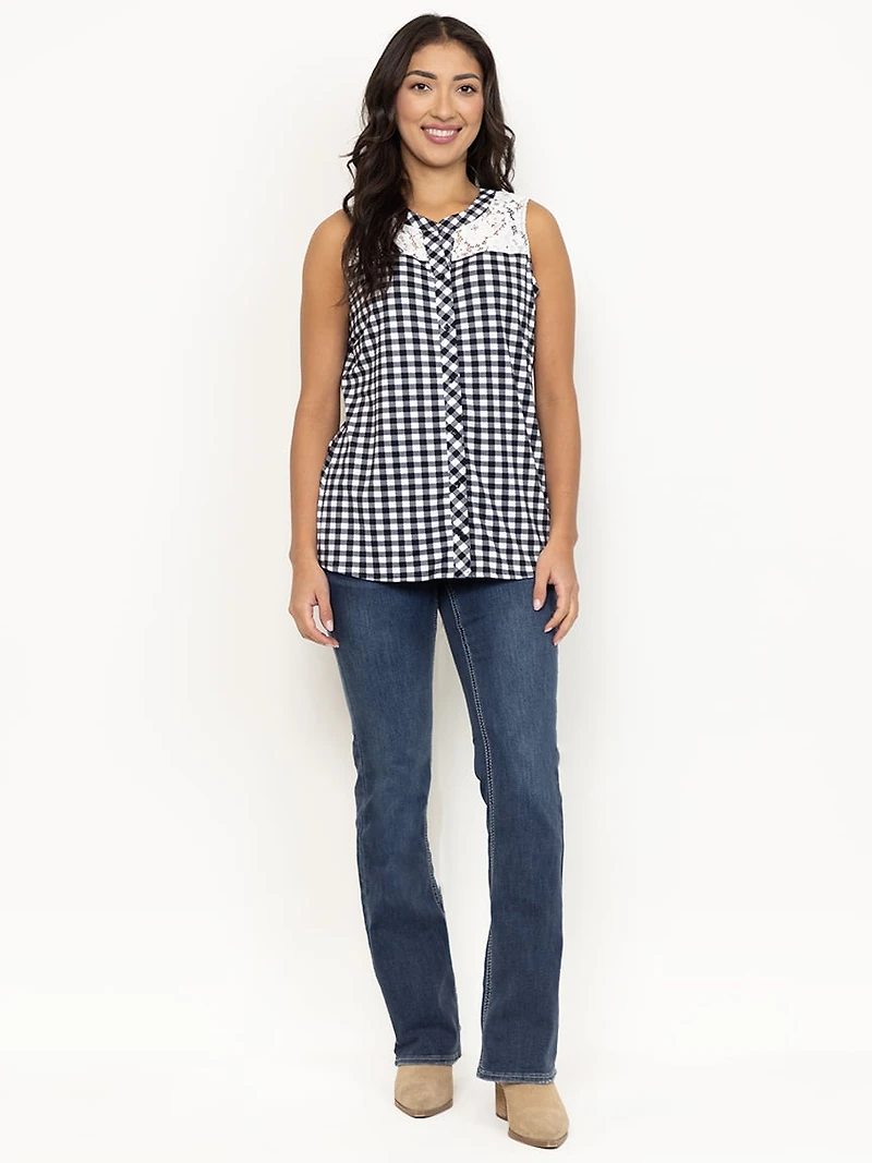 Women's Sleeveless Gingham Shirt