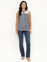 Women's Sleeveless Gingham Shirt