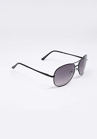 Men's Black Frame Aviator Sunglasses