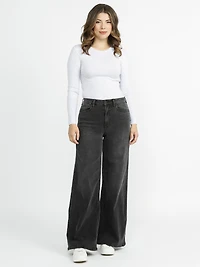 Women's Black High Rise Wide Leg Jeans