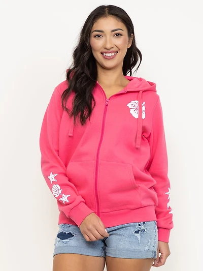 Women's Hibiscus Zip Hoodie