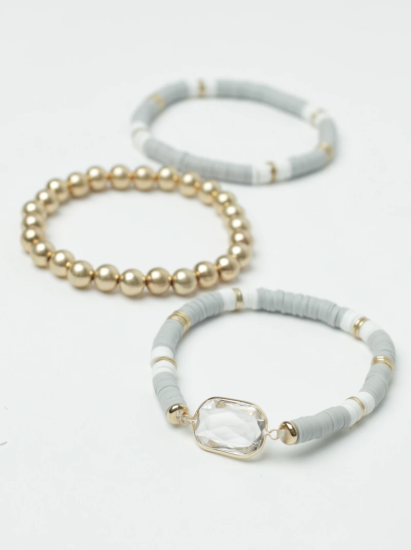 Women's Grey Rubber Stretch Bracelets