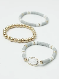 Women's Grey Rubber Stretch Bracelets