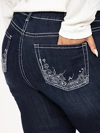 Women's Plus Dark Wash Embellished Baby Boot Jeans