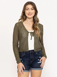 Women's Daisy Stitch Tie Front Cardigan