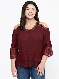 Women's Lace Cold Shoulder Top