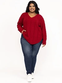 Women's V Neck Cable Tunic