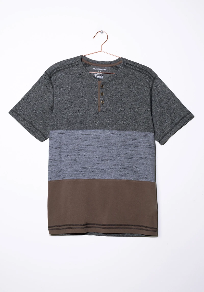 Men's Colour Block Henley Tee