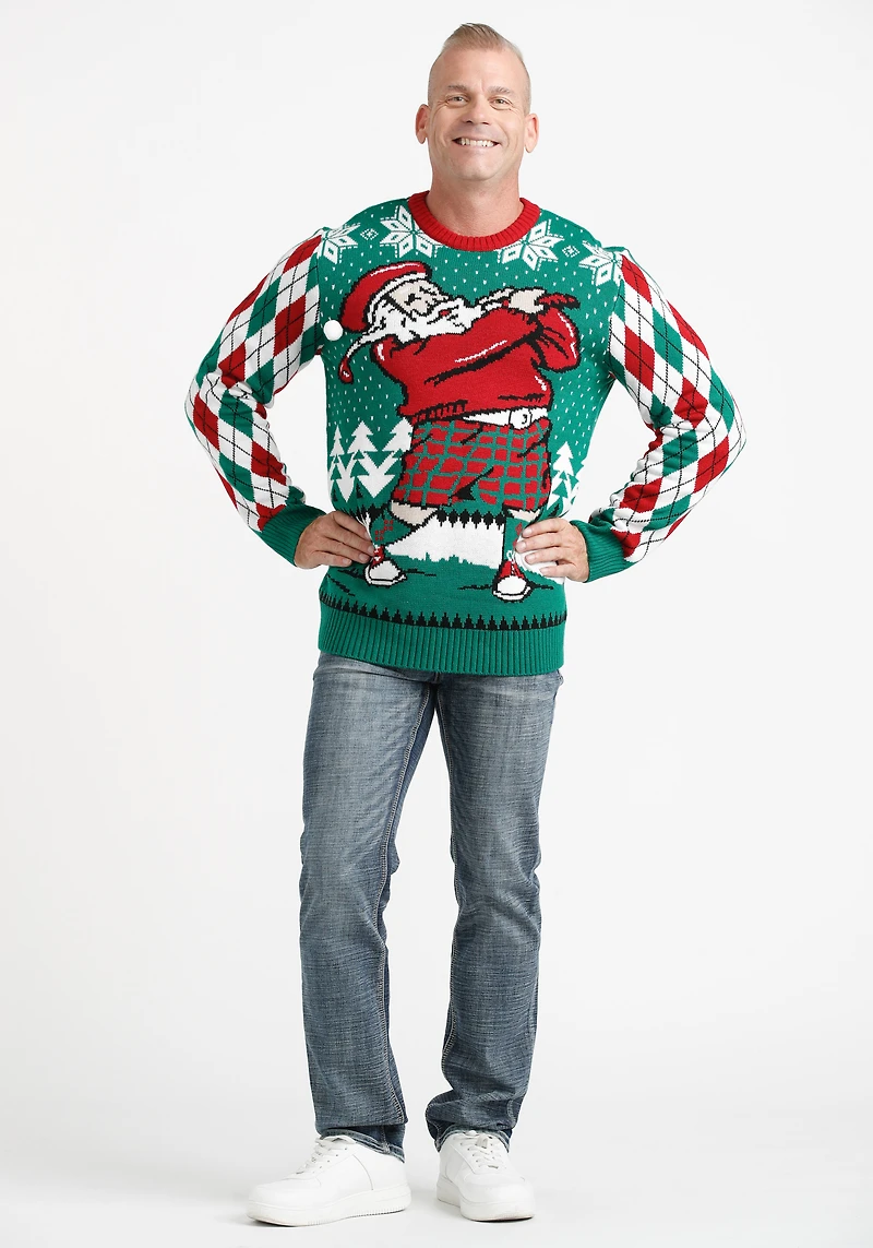 Men's Golfing Santa Sweater