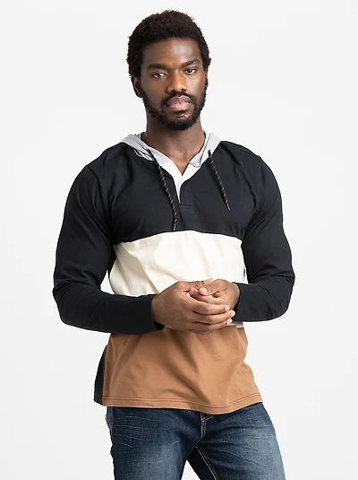 Men's Henley Hooded Shirt
