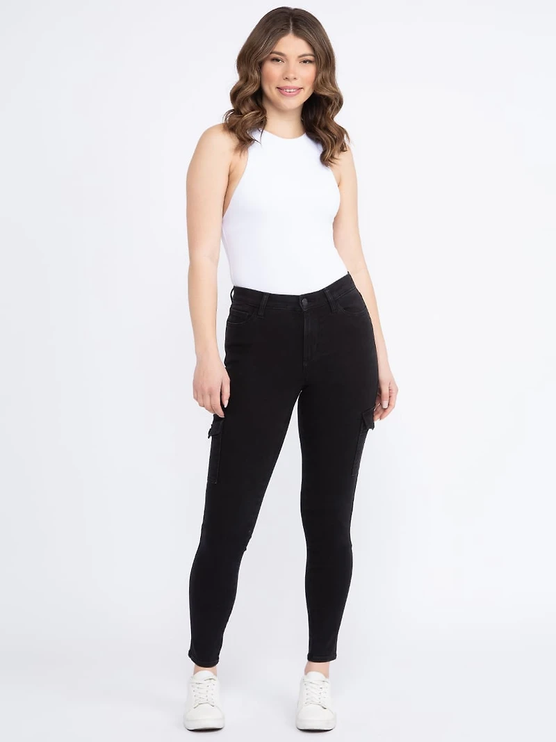 Women's Black Wash Cargo Skinny Jeans