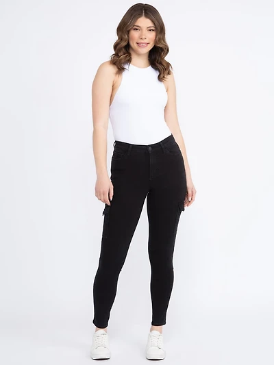 Women's Black Wash Cargo Skinny Jeans