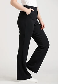 Women's High Rise Black Crepe Knit Wide Leg Pant