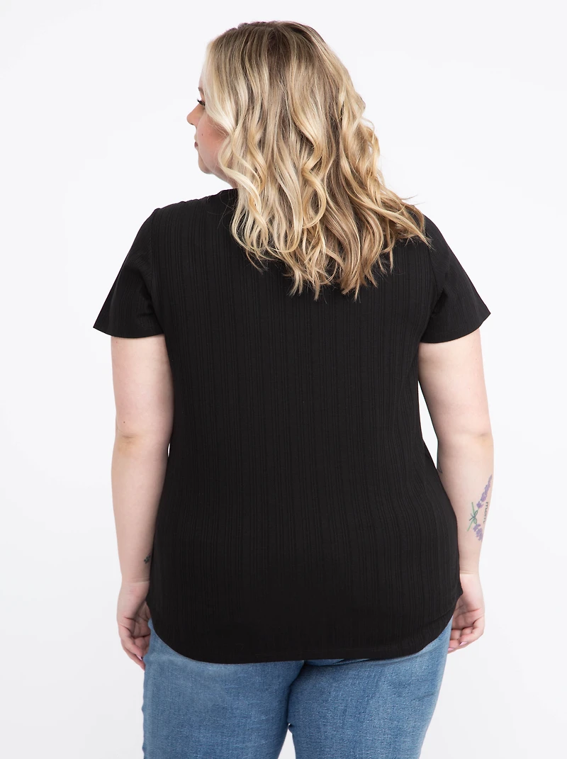 Women's Ribbed Lace Up Tee
