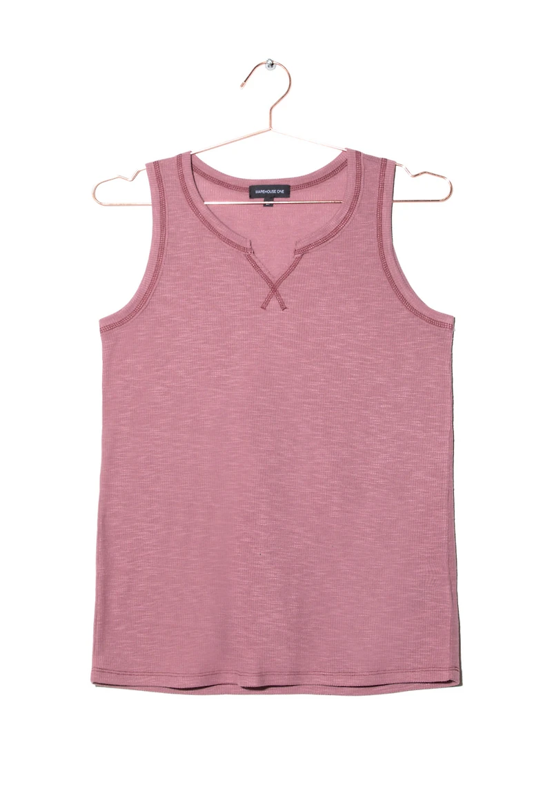 Women's Rib Split Crewneck Tank