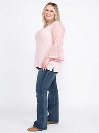 Women's Lace Bell Sleeve Top