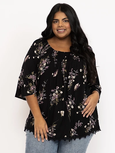 Women's Floral Bell Sleeve Top