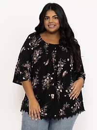 Women's Floral Bell Sleeve Top