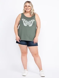 Women's Lace Butterfly Scoop Neck Tank