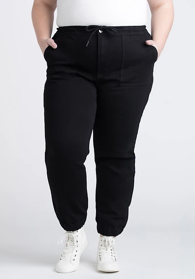 Women's Plus Black Surplus Pocket Denim Jogger
