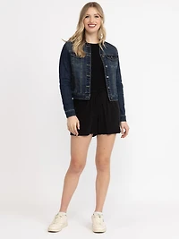 Women's Dark Wash Cropped Denim Jacket