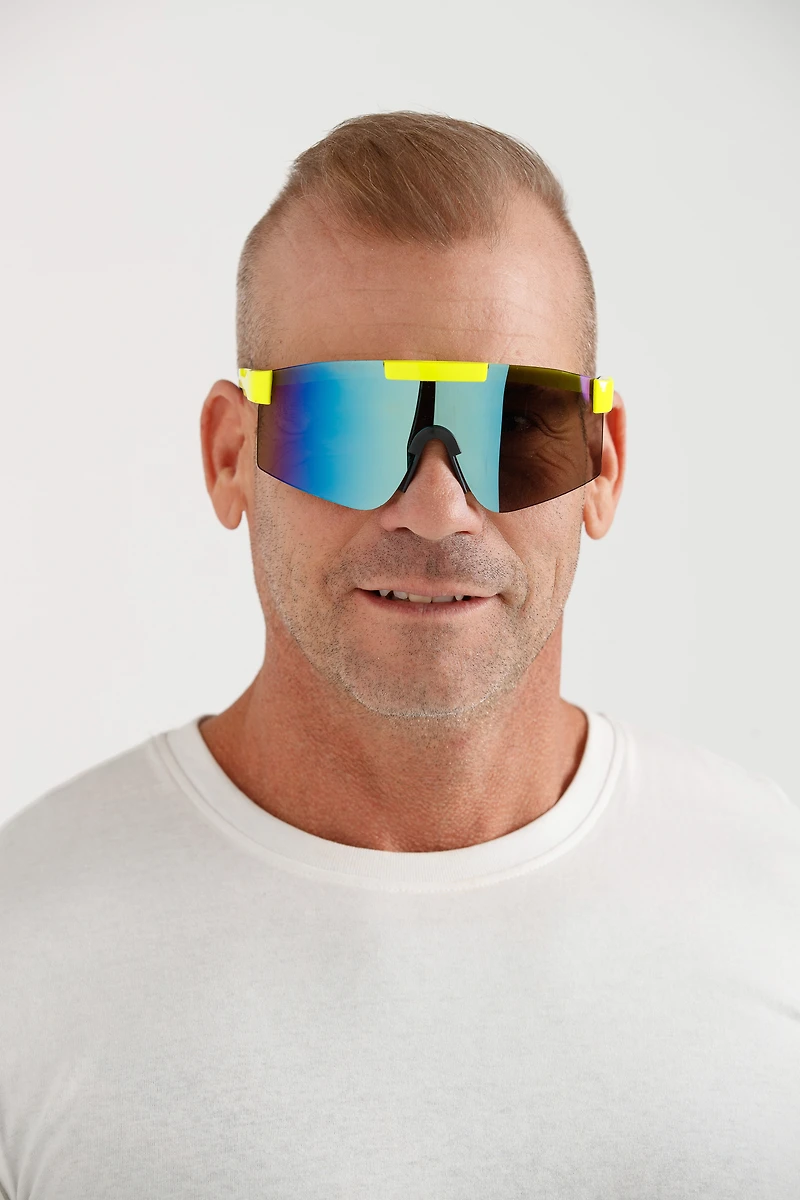 Men's Reflective Sport Shield Sunglasses