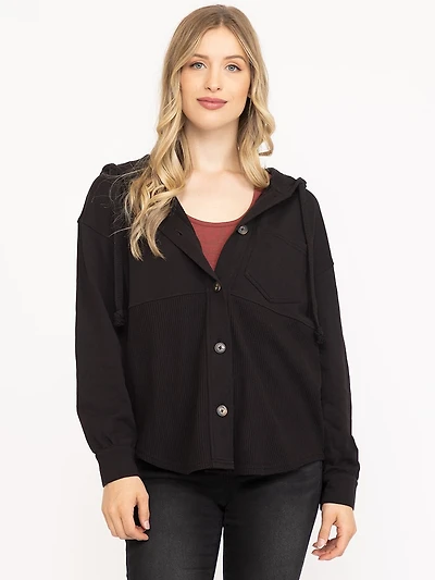 Women's Button Front Hooded Shirt