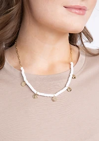 Women's Puka Shell Gold Charm Necklace