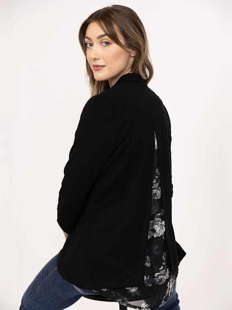 Women's Floral Chiffon Back Blazer