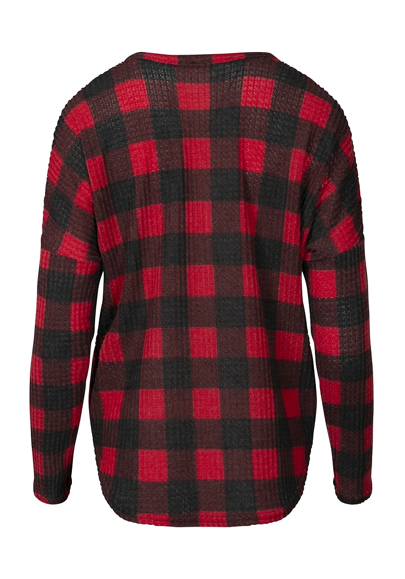 Women's Buffalo Plaid Tie Front Top