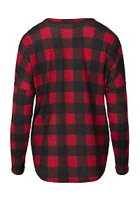 Women's Buffalo Plaid Tie Front Top