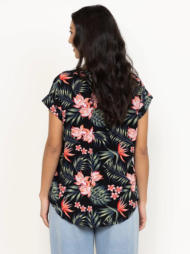 Women's Tropical Button Front Top