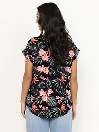 Women's Tropical Button Front Top