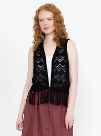 Women's Crochet Fringe Vest
