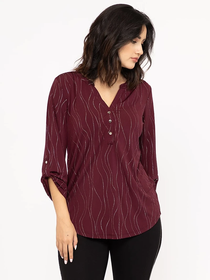 Women's Metallic Swirl Blouse