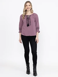 Women's Printed Peasant Top