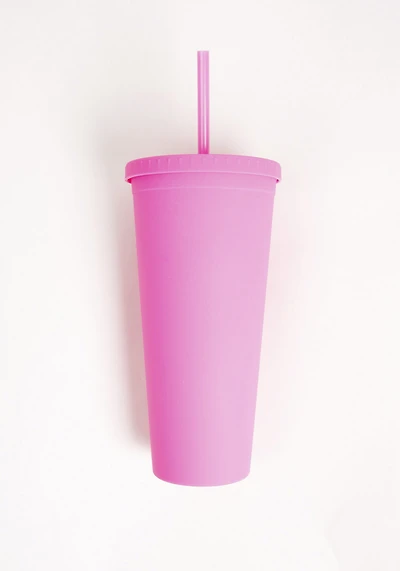 24oz Rubber Coated Fuschia Tumbler