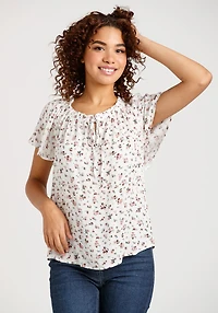 Women's Ditsy Floral Peasant Top