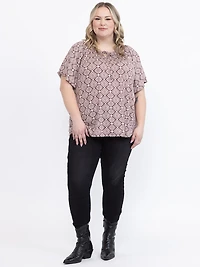 Women's Geo Peasant Top