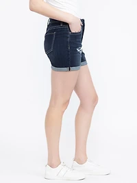 Women's Rip & Repair Cuffed Midi Dark Wash