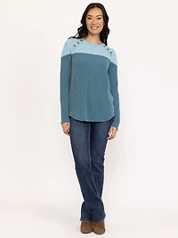 Women's Wavy Rib Colour Block Top