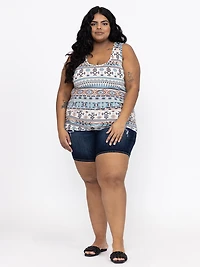 Women's Geometric Side Ruched Tank