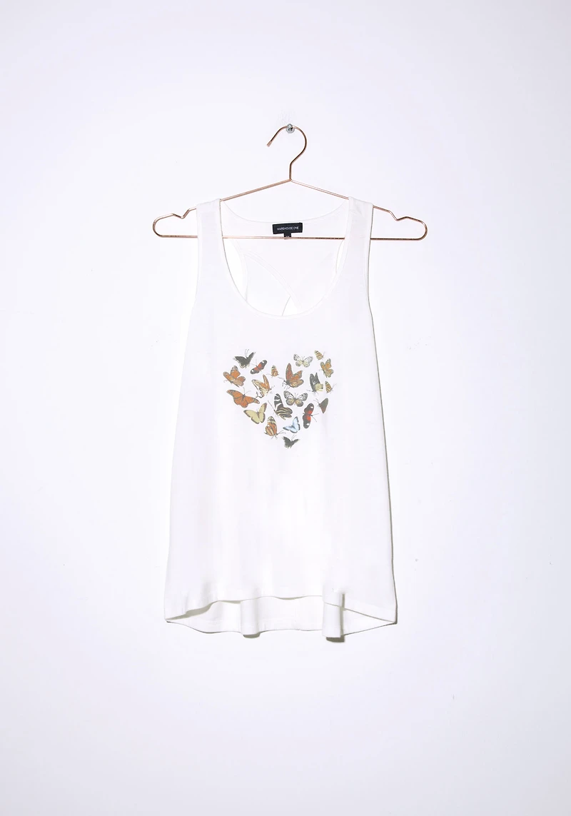 Women's Butterfly Heart Keyhole Tank