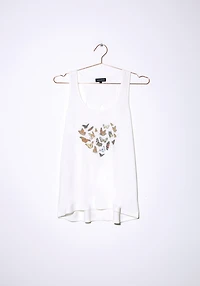Women's Butterfly Heart Keyhole Tank